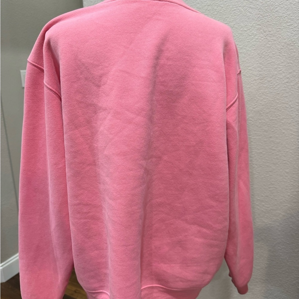 White Fox Boutique Vibrant Pink Crewneck Sweater with Relaxed Fit - Picture 3 of 4